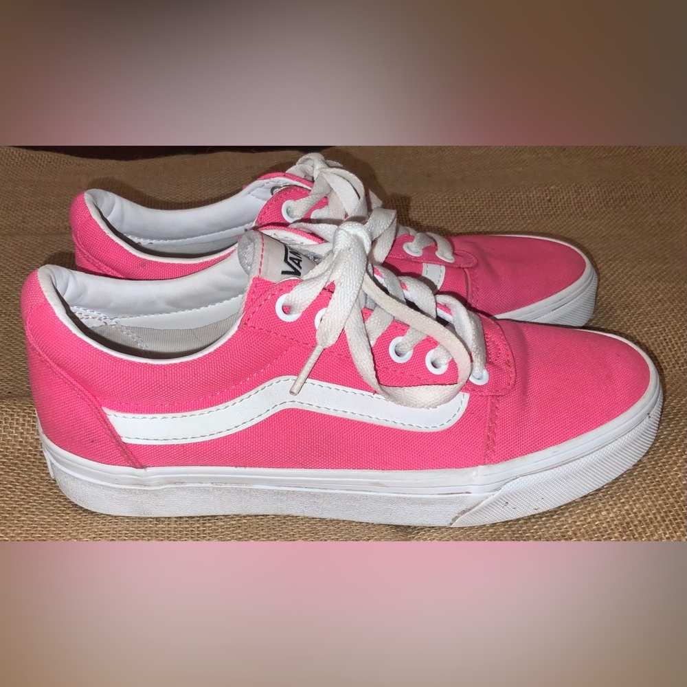 Vans old school fluorescent Pink and White Sneakers